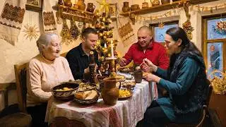 Christmas in a Carpathian Village. Family Reunites with Lonely Grandmother. Mountain Life Traditions
