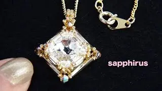 【ビーズステッチ】スワロフスキー(リボリ)のベゼルペンダント2☆作り方　How to make a pendant.2 swarovski crystal/1122 rivoli/bezel