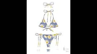 Daisy print string bikini