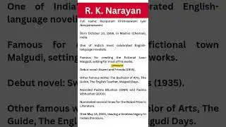 R. K. Narayan Biography | Indian English Literature #rknarayan #biography #englishliterature