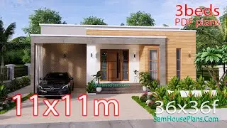 11x11 House Design Plans 3 Bedrooms Full Detailing Plans