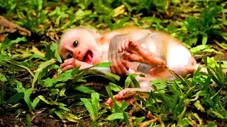 Poor baby! Mother monkey Luna has rej-ected milk to baby Luno and ignored Luno cr-ying on the ground