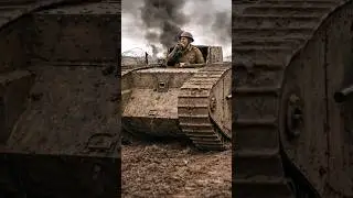 WW1 | British soldier in Mark I tank has a bite of bully beef.