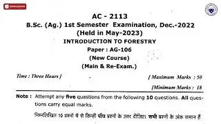 BSC 1ST SEM AG INTRODUCTION TO FORESTRY AC MAY 2023 | DBRAU