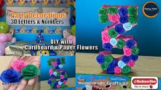 DIY 3D Floral Number 3 | Birthday or Anniversary with Cardboard | Paper Florals Decor @TeenyTots