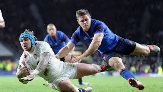 Jack Nowell 2nd try makes it a 90 point game, England v France, 21st March 2015