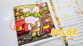 Color with me | Cozy Nooks by 99Owl Publishing | Ohuhu Alcohol Markers 🐰🌹🏵 Relaxing BGM