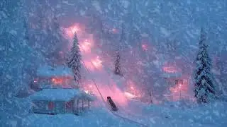 Peaceful Snowy Village Night ❄️ Soft Winter Lights Ambience for Deep Sleep, Focus and Relaxation