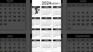2024 Memes Calendar #2024 #2024memes #calendar #shorts #kinemaster