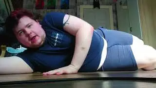 fat feedee boy does sit and push ups