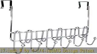 DecoBros Supreme Over The Door 11 Hook Organizer Rack, Chrome Finish