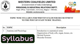 WCL - Staff Nurse का Official Syllabus देखें !!  @nationalnursing #wcl