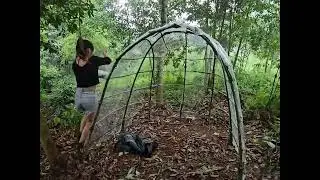 Extreme Solo Survival 🏕️ Plastic Wrap Shelter Overnight
