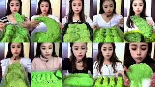 HEAVY MATCHA POWDER TOPPING WITH FOAM ICE EATING ASMR💚🧊💚
