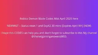 Roblox Demon Blade Codes Mist April 2025