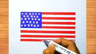 Рисунок американского флага: шаг за шагом, легко/Как нарисовать флаг Соединённых Штатов Америки/Р...