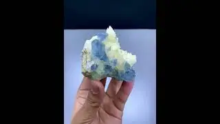 Blue Celestine Crystals on Calcite from Afghanistan