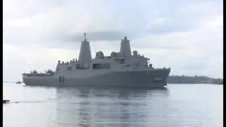 US Naval Ship USS Somerset arrives at the Port of Trincomalee
