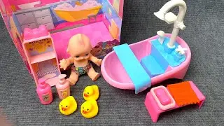 Unboxing a Cute Pink Baby Bathtub Playset: Real Water Sounds, 6-Minute ASMR