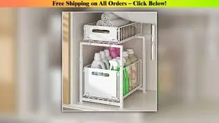 Kitchen Sink Storage Rack Pull-Out Basket Double Layer Spice Snack Bottle Can Organizer Cabinet