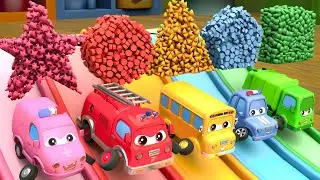 Sing Finger Family song - Learn shapes + color with mini fire truck | Baby Nursery Rhymes