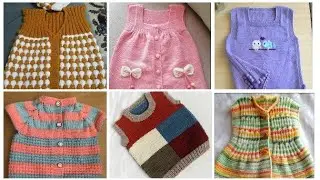 Marvelous hand knitted woolen half sweater design for kids
