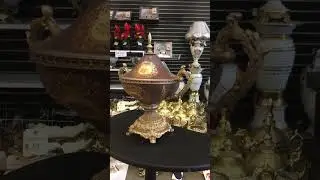 Brown copper fancy temple vase with lid