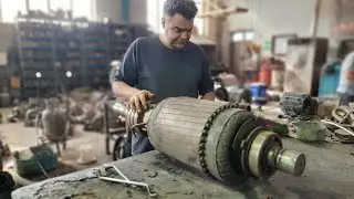 motor rewinding |37 kw 1000 rpm |slipping rotor evolution #winding #motorwinding #soldering #elin