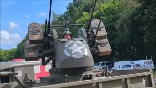80 seconds of M45 Quad 0.5 inch machine gun turret turning and elevating, at Military Odyssey 2024.