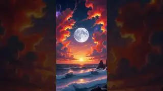 Surreal Ocean Sunset with Glowing Moon #ai #trend #ocean #sunset #moon #relax