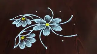 simple easy latest flower rangoli design (5×3) dot's....