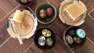 Batik Pysanky Natural Process Eggs with Croatian & African Motif