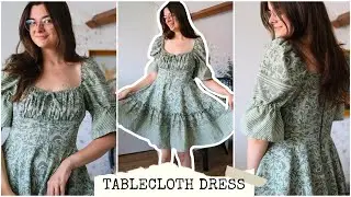 Turning The Prettiest Tablecloth Into A Dress 🧵 Sew With Me