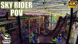 Sky Rider POV (4K 60FPS), Urban Air Adventure Park (Waterbury, CT) Zipline Coaster | Non-Copyright