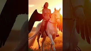 Wings of Grace 🕊✨ | Ride Through the Golden Sunset #SunsetRide #ElegantPower #AIshortfilm #Mythic
