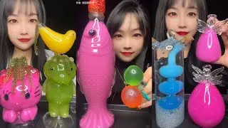 [ASMR] COLORFUL DRINKING COLD WATER (drinking sounds) Renkli İ&ccedil;ecekler İ&ccedil;mek Satisfying