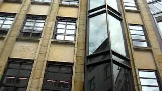 Flohr-Otis scenic hydraulic elevator at a café in Osnabrück