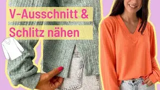 einfacher Pullover mit V-Ausschnitt nähen - auch als Sweater möglich / Nähanleitung Basic Sweater