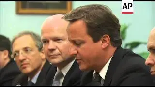 UK PM David Cameron meets Vladimir Putin