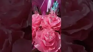 Pink satin peony flowers for bouquet #obrashorts #diy #handmade #satinribbon #peony #art #satinrose