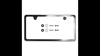 Frame Ai  Black Chrome Stainless Steel Two Holes Slim License Plate Frame with Aluminum Screw On Cap