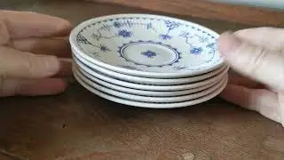 Furnivals Denmark Blue and White China Rib Walled Saucer