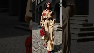 Beige Wide Leg Pleated Trousers + Oversized Shirt 🔥 Belted Luxury Look 2026 #ootd #model #fashion