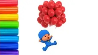 Cute🥰🥰 pocoyo with balloon drawing | easy pocoyo drawing | drawing for kids | pocoyo drawing