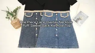 Black Top Gold Contrast Fake Flap Pockets Denim Dress