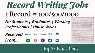 #recordwritingjobs #workfromhome||Record Writing Jobs || Work From Home Job || By Rs Educations