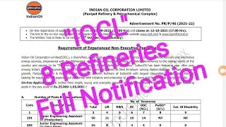 IOCL Full Notification | IOCL JE Recruitment 2021 | Indian Oil JE Recruitment 2021 | Latest Job 2021