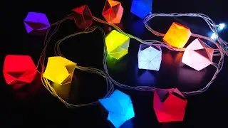 How to make Origami Paper Cube Style String Lights UniqueDIY Ideas Christmas Party DIwali Home Decor