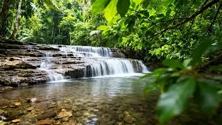Relaxing Waterfall and Stream Sounds with Slow Piano Music