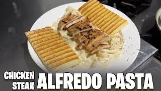 How to make Alfredo Pasta with Chicken Steak | Full recipe | Restaurant Style
